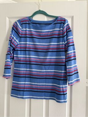 Talbots Blue Stripe Crewneck Long Sleeve Top